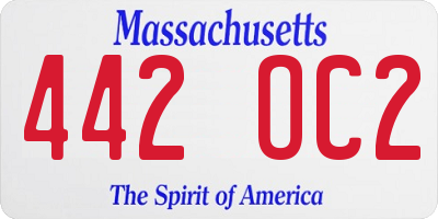 MA license plate 442OC2