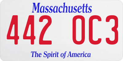 MA license plate 442OC3