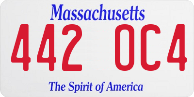 MA license plate 442OC4