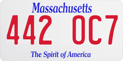 MA license plate 442OC7
