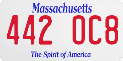 MA license plate 442OC8