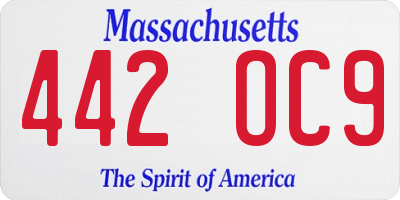 MA license plate 442OC9