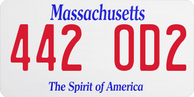 MA license plate 442OD2