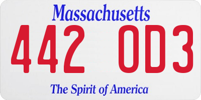 MA license plate 442OD3
