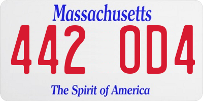 MA license plate 442OD4