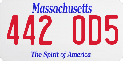 MA license plate 442OD5