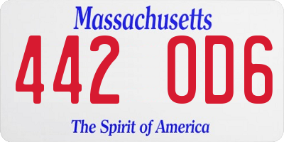 MA license plate 442OD6