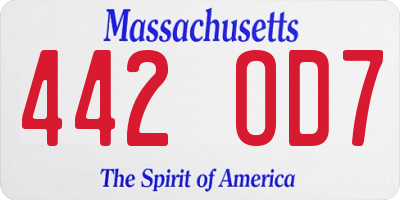 MA license plate 442OD7