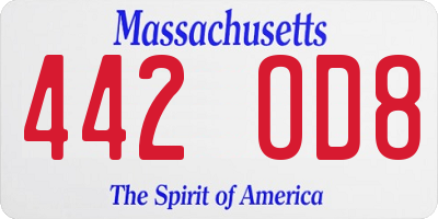MA license plate 442OD8