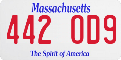 MA license plate 442OD9