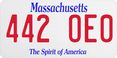 MA license plate 442OE0