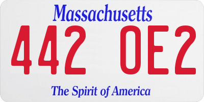 MA license plate 442OE2