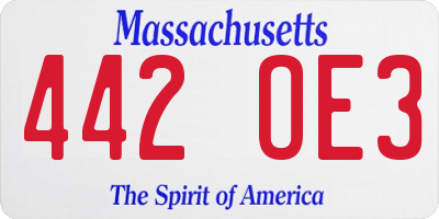 MA license plate 442OE3