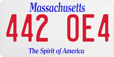 MA license plate 442OE4
