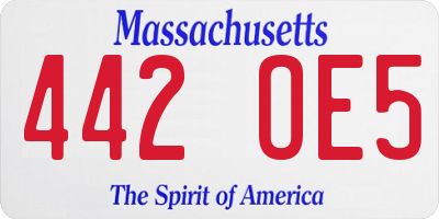 MA license plate 442OE5