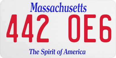 MA license plate 442OE6