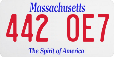 MA license plate 442OE7
