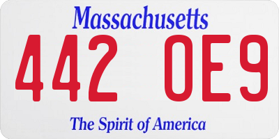 MA license plate 442OE9