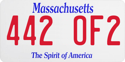 MA license plate 442OF2
