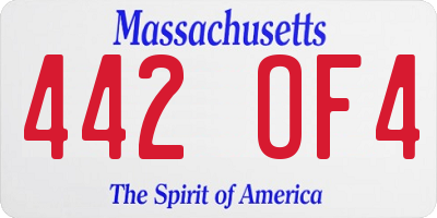 MA license plate 442OF4