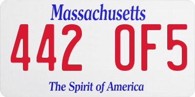 MA license plate 442OF5