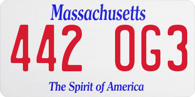MA license plate 442OG3
