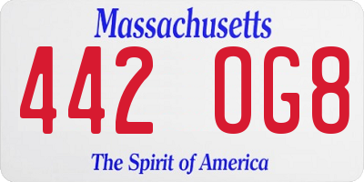 MA license plate 442OG8