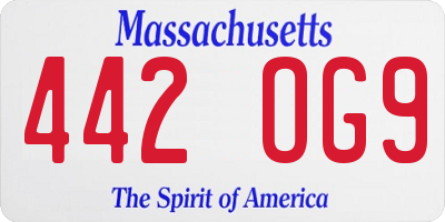 MA license plate 442OG9
