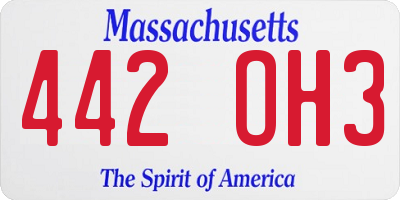 MA license plate 442OH3