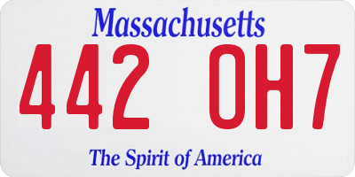 MA license plate 442OH7