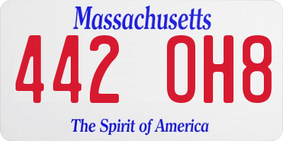 MA license plate 442OH8