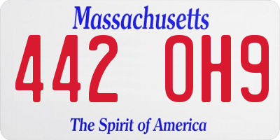 MA license plate 442OH9