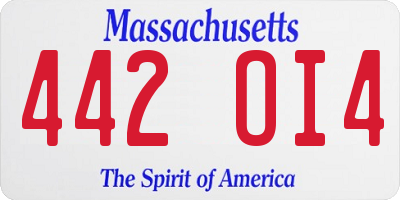 MA license plate 442OI4