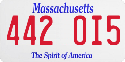 MA license plate 442OI5