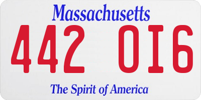 MA license plate 442OI6