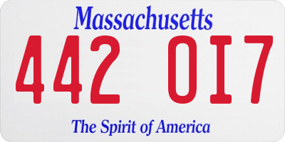 MA license plate 442OI7