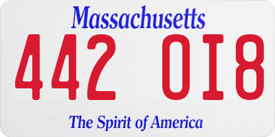 MA license plate 442OI8