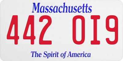 MA license plate 442OI9