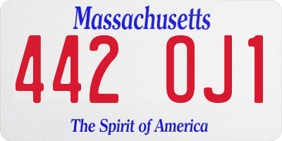 MA license plate 442OJ1