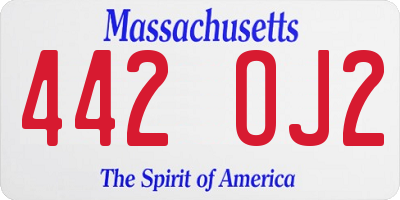 MA license plate 442OJ2