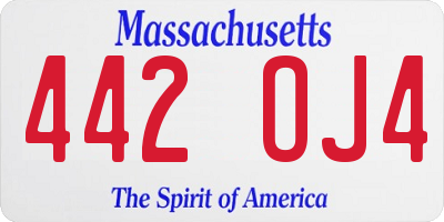 MA license plate 442OJ4