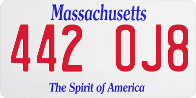 MA license plate 442OJ8