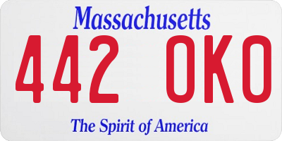 MA license plate 442OK0