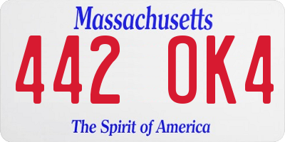 MA license plate 442OK4