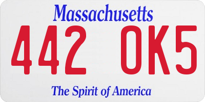 MA license plate 442OK5