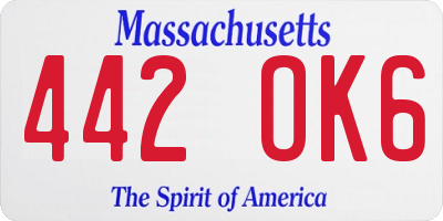 MA license plate 442OK6