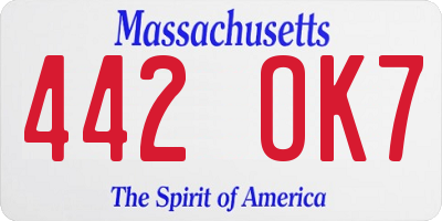 MA license plate 442OK7