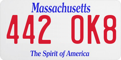 MA license plate 442OK8