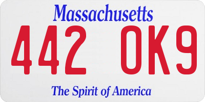 MA license plate 442OK9