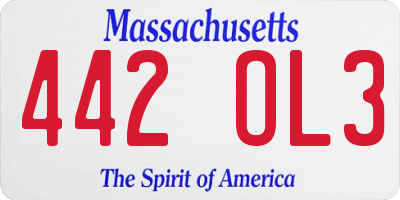MA license plate 442OL3